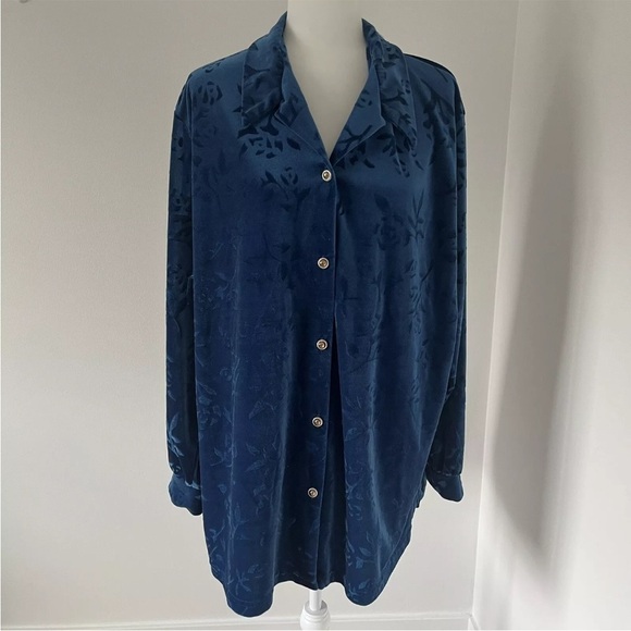 Diane Von Furstenberg Vintage Blue Tunic Shirt Sz 2X Machine Washable *K27 - Picture 3 of 6